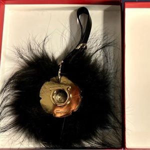 Ferragamo fuzzy black and gold key chain